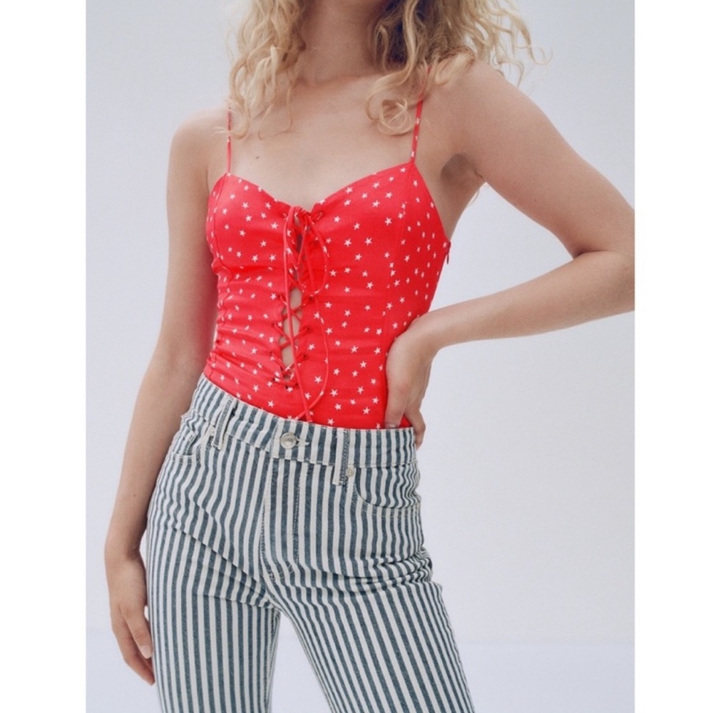 NWT Zara Satin Star Corset Bodysuit